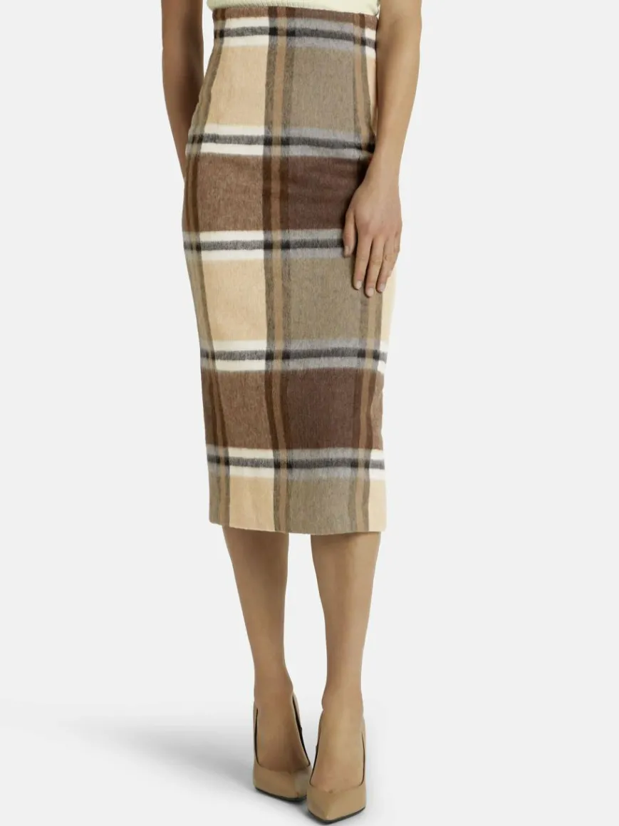 Nicowa Röcke*Damen Bleistiftrock - LANOWA braun kariert