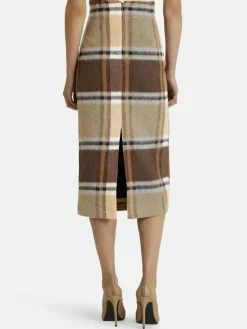 Nicowa Röcke*Damen Bleistiftrock - LANOWA braun kariert