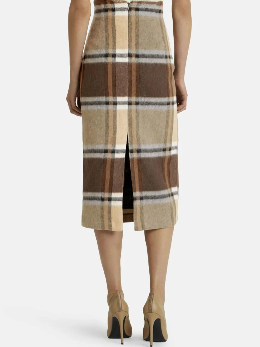 Nicowa Röcke*Damen Bleistiftrock - LANOWA braun kariert