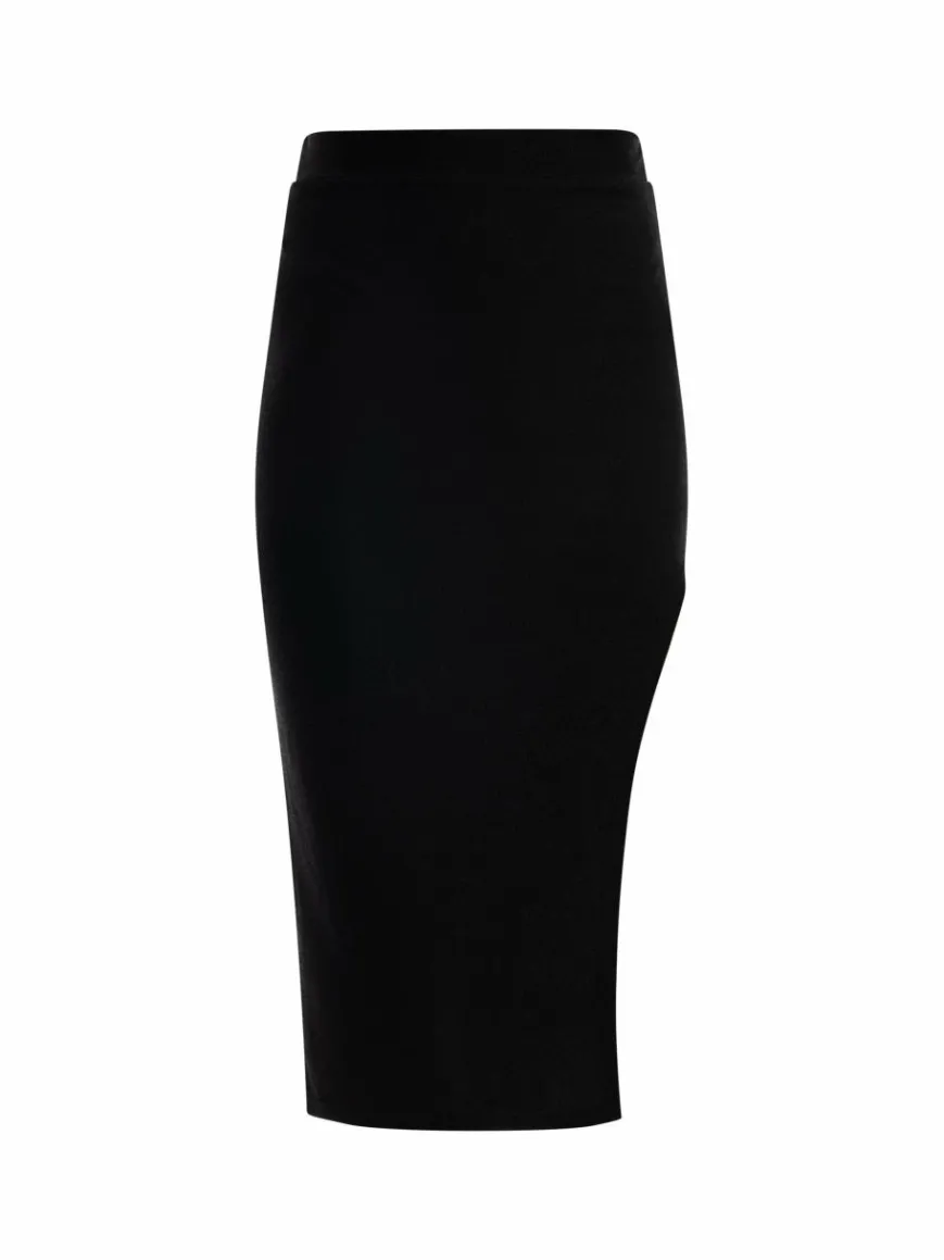 Faina Röcke*Damen Bleistiftrock in Glitzer-Optik schwarz uni