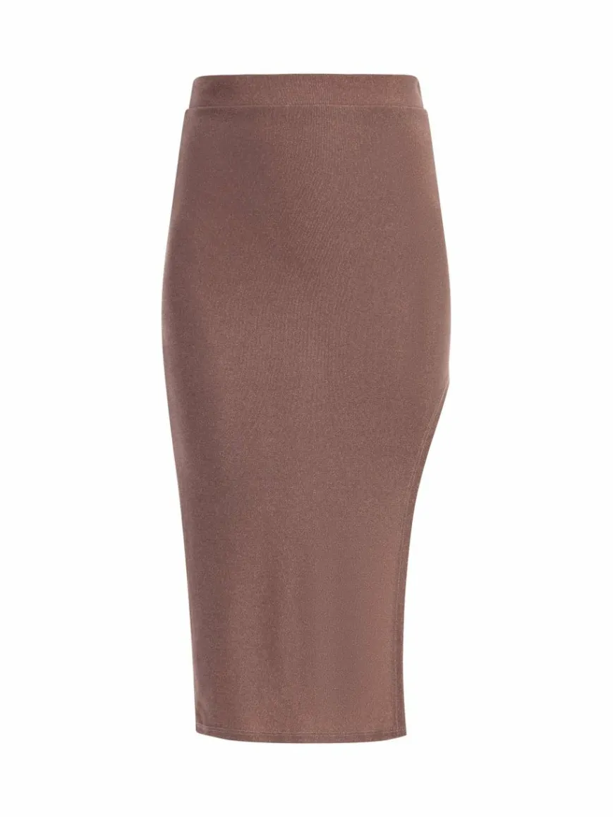 Faina Röcke*Damen Bleistiftrock in Glitzer-Optik altrosa uni