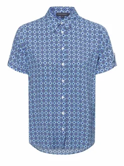 Franco Callegari Blusen*Damen Bluse blau weiß gemustert