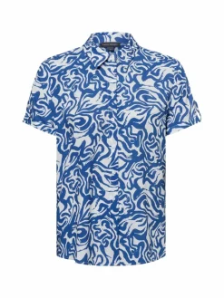 Franco Callegari Blusen*Damen Bluse blau weiß gemustert