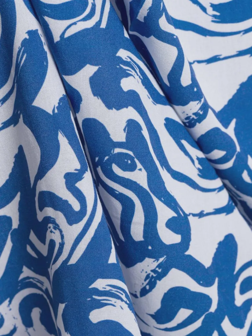 Franco Callegari Blusen*Damen Bluse blau weiß gemustert