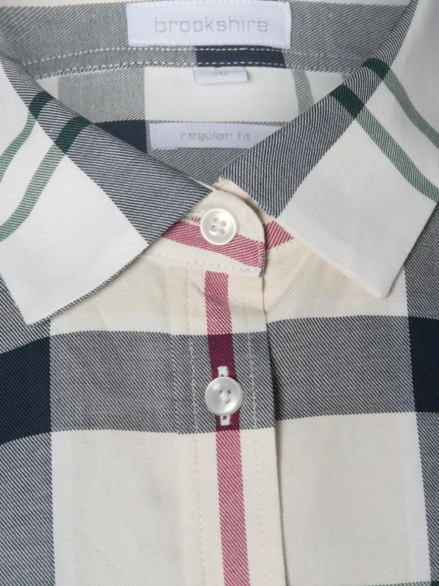 brookshire Blusen*Damen Bluse ecru marine kariert