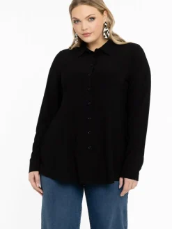 YOEK Blusen*Damen Bluse schwarz uni