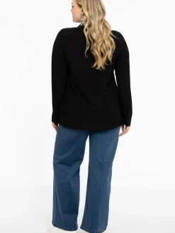 YOEK Blusen*Damen Bluse schwarz uni