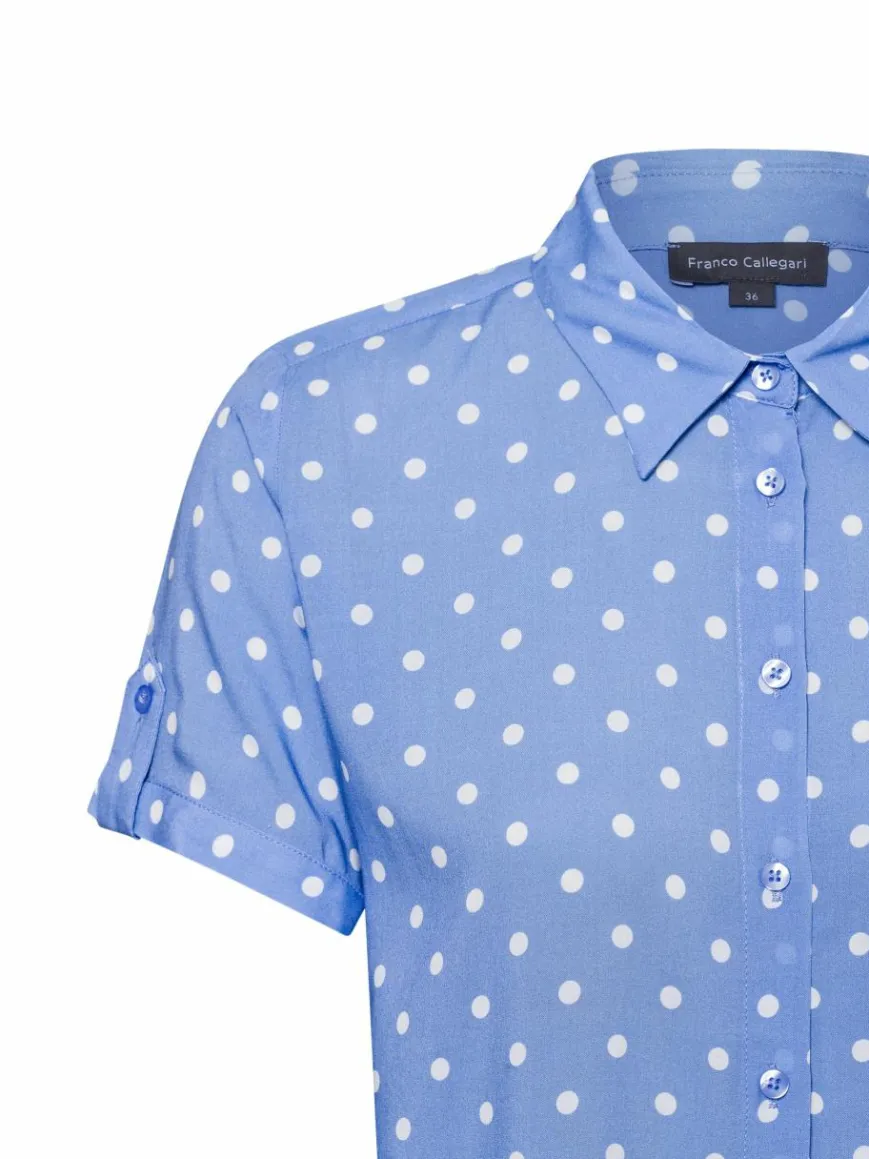 Franco Callegari Blusen*Damen Bluse blau weiß gepunktet