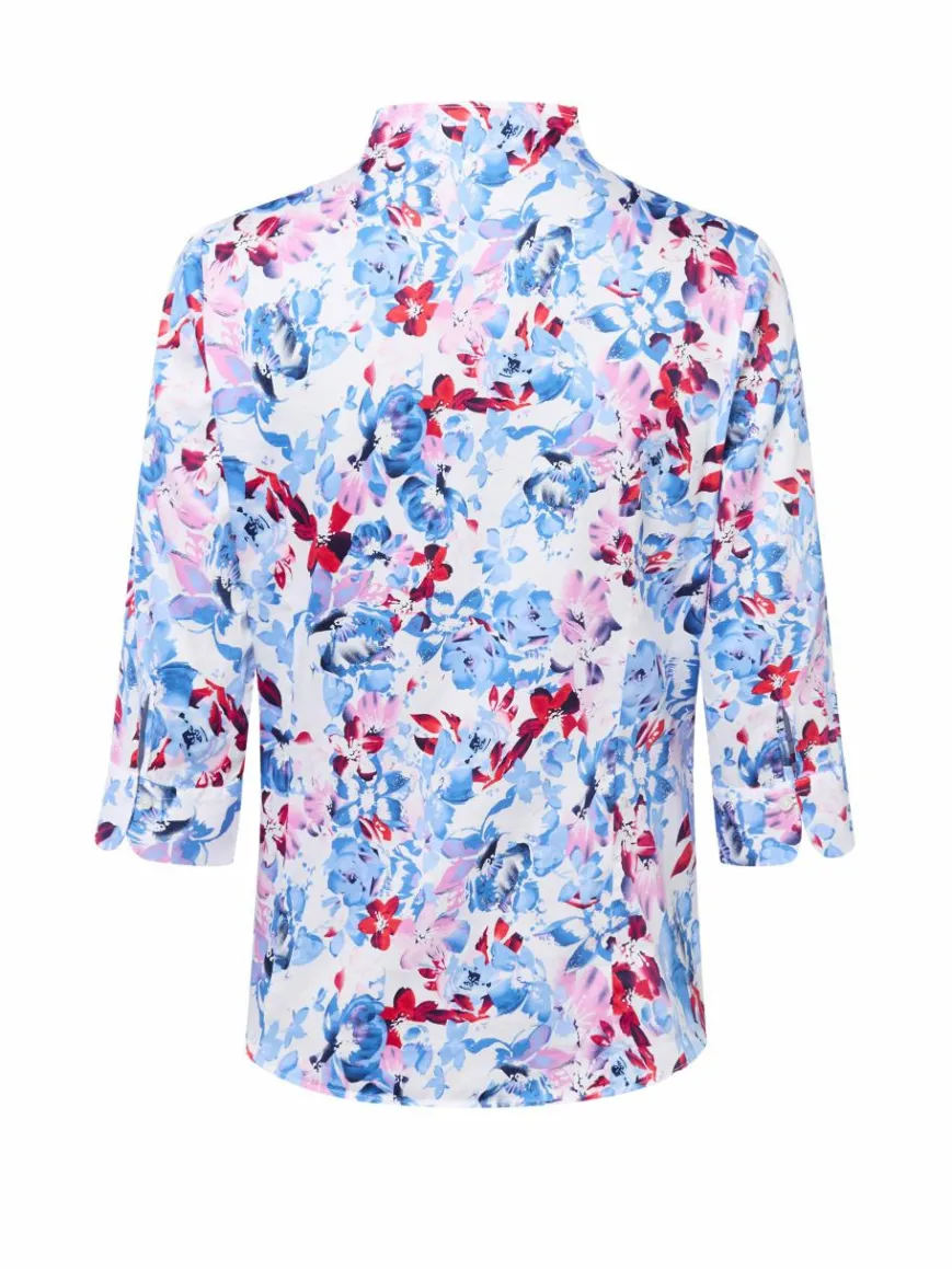 Franco Callegari Blusen*Damen Bluse blau weiß gemustert