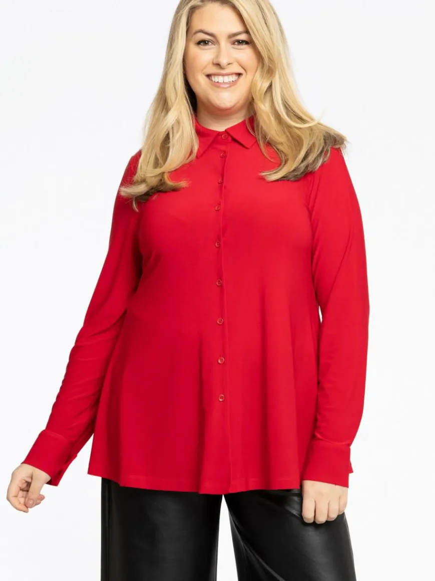 YOEK Blusen*Damen Bluse rot uni