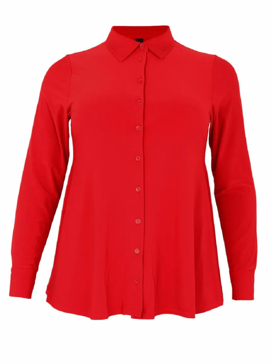 YOEK Blusen*Damen Bluse rot uni