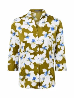 Franco Callegari Blusen*Damen Bluse khaki mehrfarbig gemustert