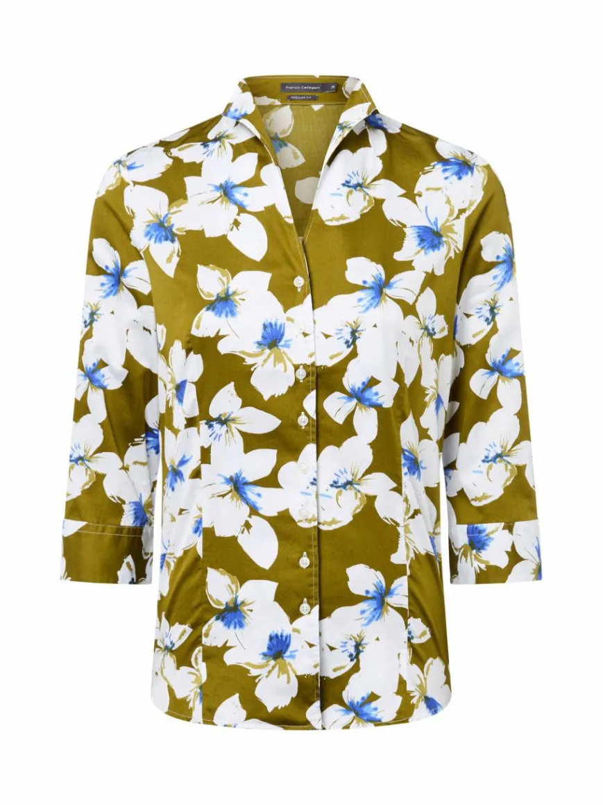 Franco Callegari Blusen*Damen Bluse khaki mehrfarbig gemustert