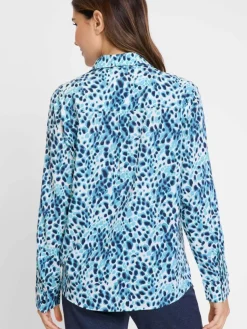 Olsen Blusen*Damen Bluse blau bedruckt