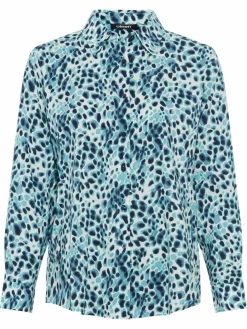 Olsen Blusen*Damen Bluse blau bedruckt