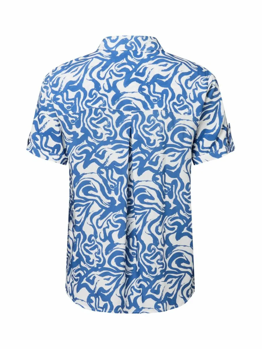 Franco Callegari Blusen*Damen Bluse indigo weiß gemustert