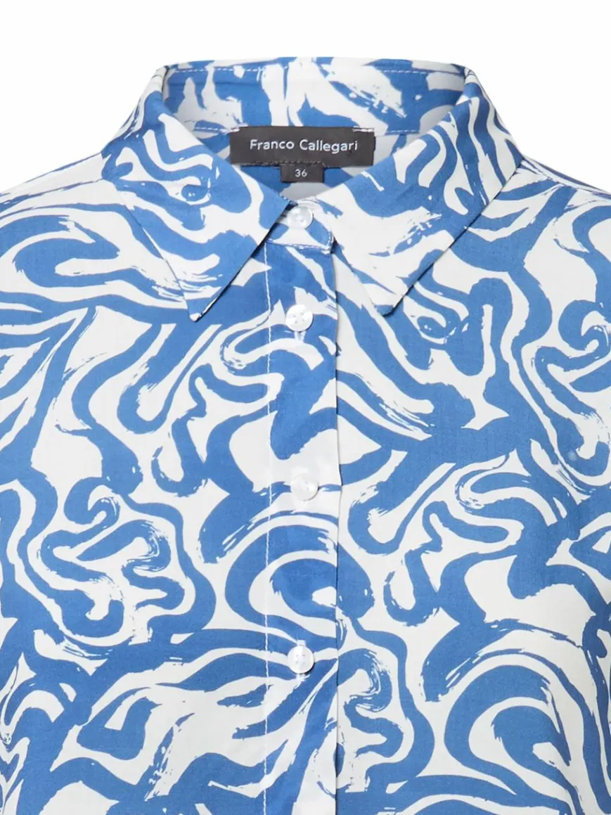 Franco Callegari Blusen*Damen Bluse indigo weiß gemustert