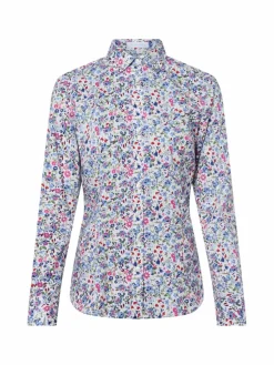 brookshire Blusen*Damen Bluse weiß hellblau gemustert