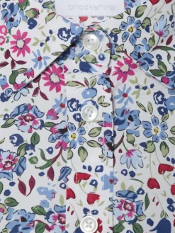 brookshire Blusen*Damen Bluse weiß hellblau gemustert