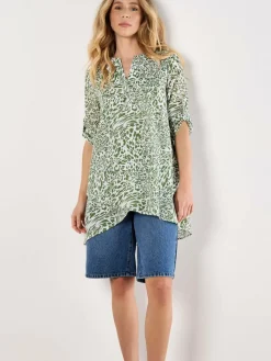 Apricot Blusen*Damen Bluse grün bedruckt