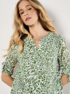 Apricot Blusen*Damen Bluse grün bedruckt