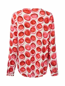 Franco Callegari Blusen*Damen Bluse ecru himbeer gepunktet