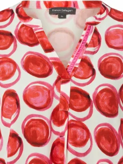 Franco Callegari Blusen*Damen Bluse ecru himbeer gepunktet