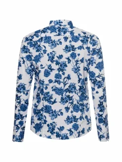 brookshire Blusen*Damen Bluse weiß blau gemustert