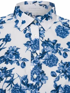 brookshire Blusen*Damen Bluse weiß blau gemustert