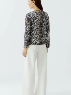 Oui Blusen*Damen Bluse camel gemustert