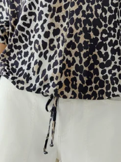 Oui Blusen*Damen Bluse camel gemustert