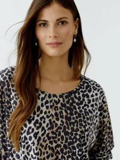 Oui Blusen*Damen Bluse camel gemustert