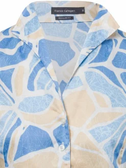 Franco Callegari Blusen*Damen Bluse hellblau beige gemustert
