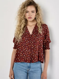 Apricot Blusen*Damen Bluse rosenholz gemustert