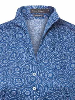 Franco Callegari Blusen*Damen Bluse indigo weiß gemustert