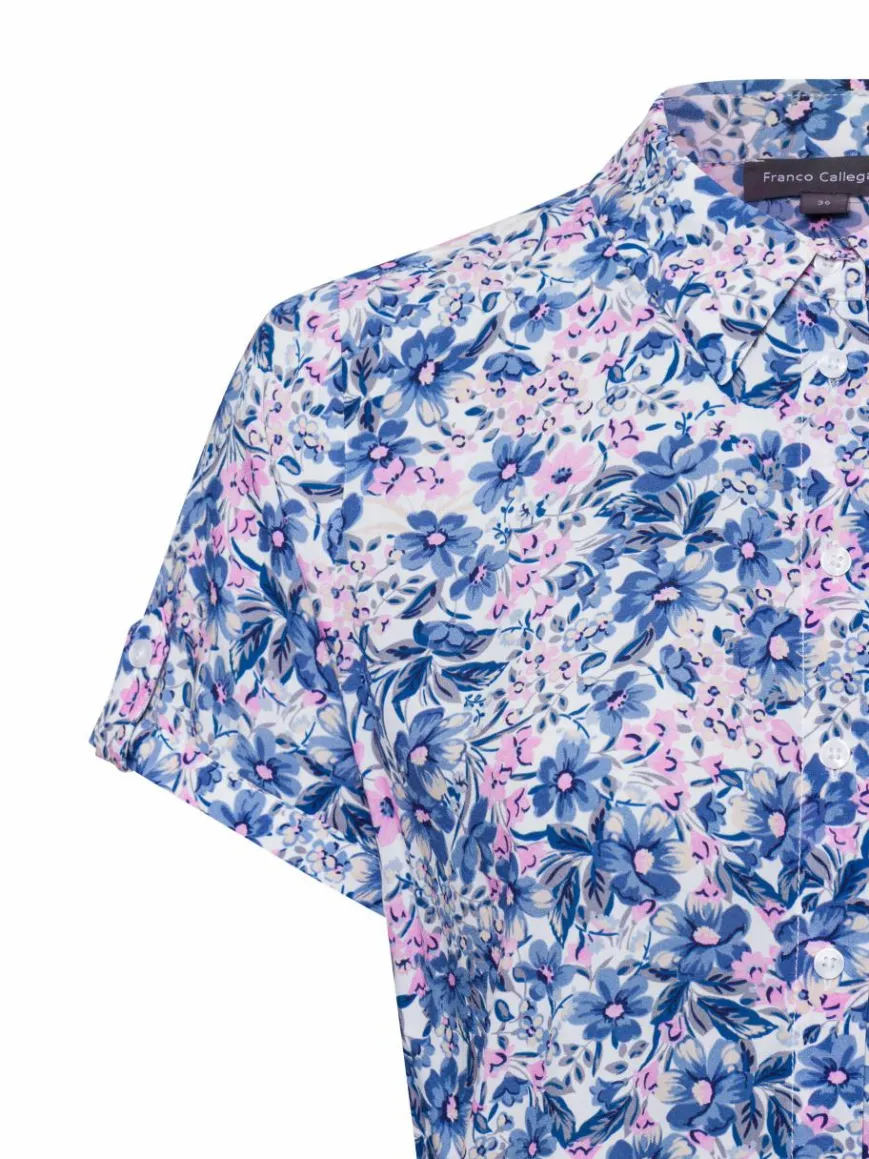 Franco Callegari Blusen*Damen Bluse blau rosa gemustert