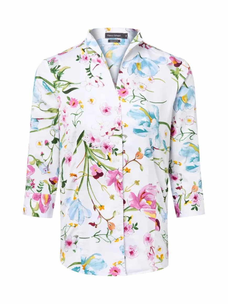 Franco Callegari Blusen*Damen Bluse weiß mehrfarbig gemustert
