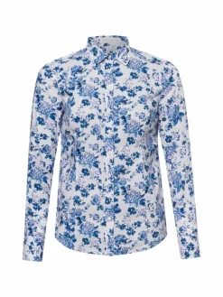 brookshire Blusen*Damen Bluse weiß blau gemustert