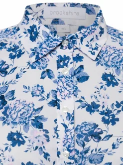 brookshire Blusen*Damen Bluse weiß blau gemustert