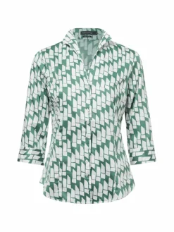 Franco Callegari Blusen*Damen Bluse grün weiß gemustert