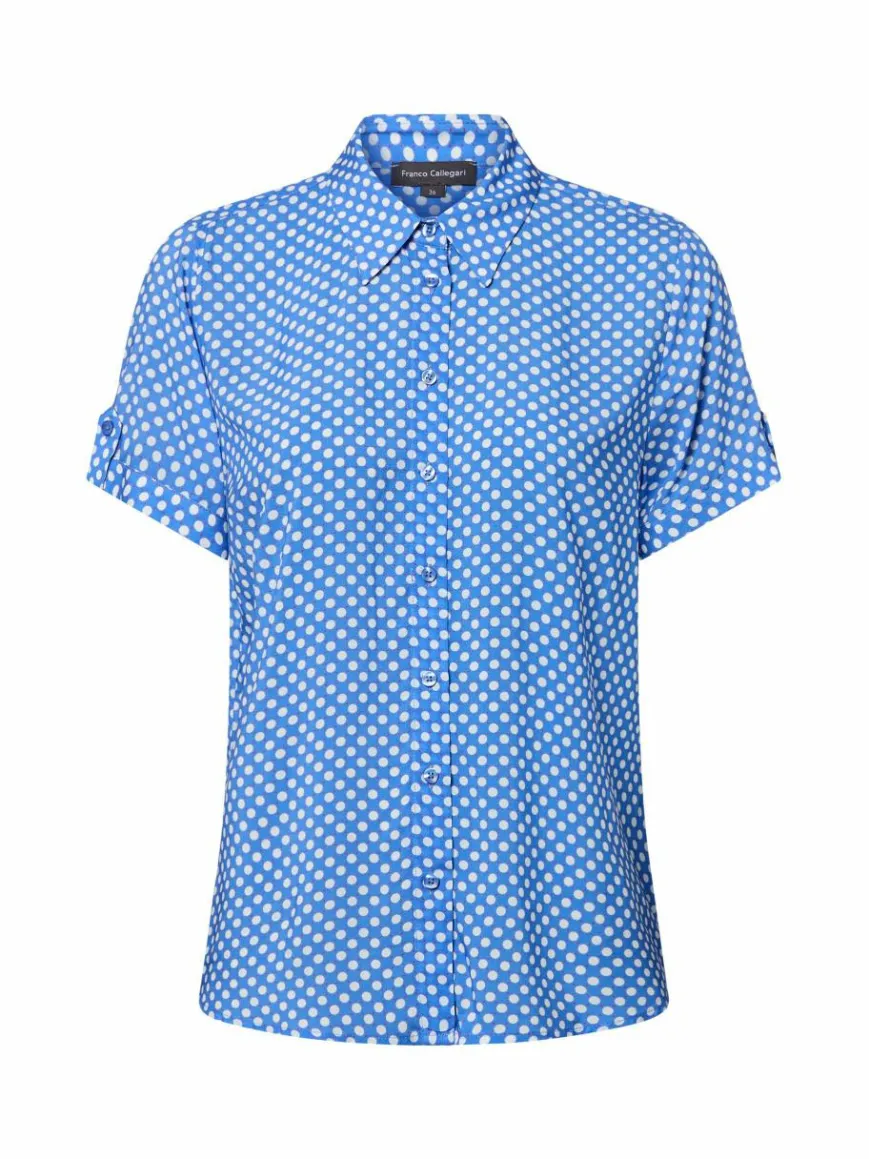 Franco Callegari Blusen*Damen Bluse blau weiß gepunktet