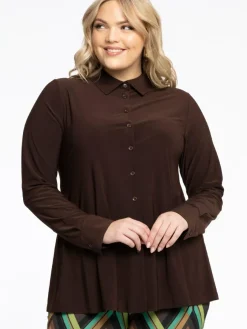 YOEK Blusen*Damen Bluse braun uni