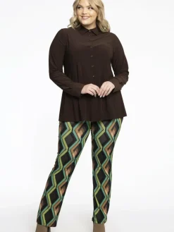 YOEK Blusen*Damen Bluse braun uni