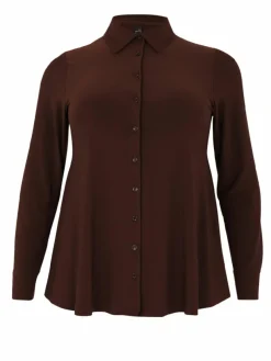 YOEK Blusen*Damen Bluse braun uni