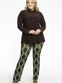 YOEK Blusen*Damen Bluse braun uni