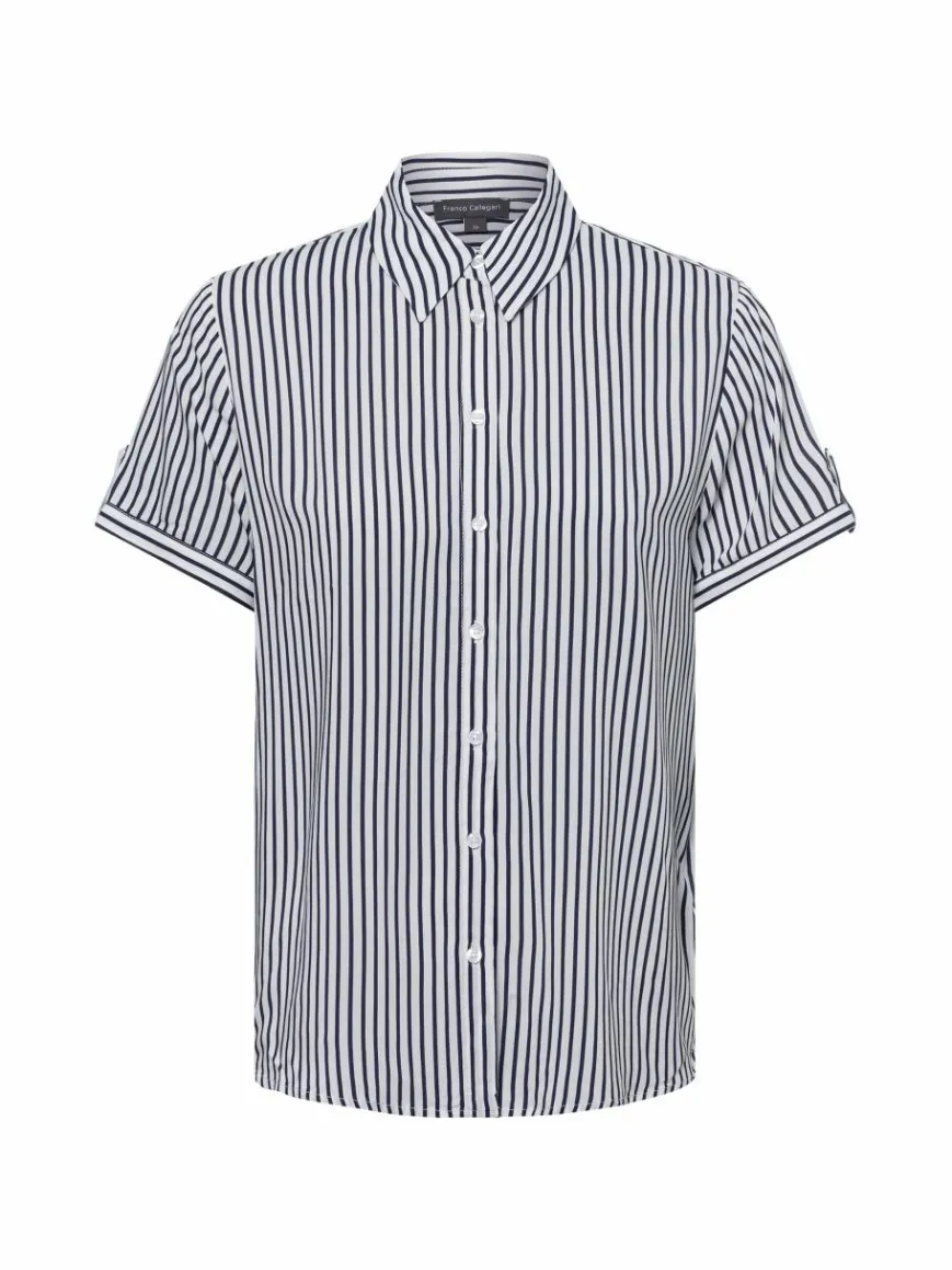 Franco Callegari Blusen*Damen Bluse weiß marine gestreift