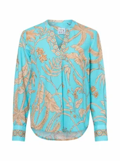 Emily van den Bergh Blusen*Damen Bluse aqua beige gemustert