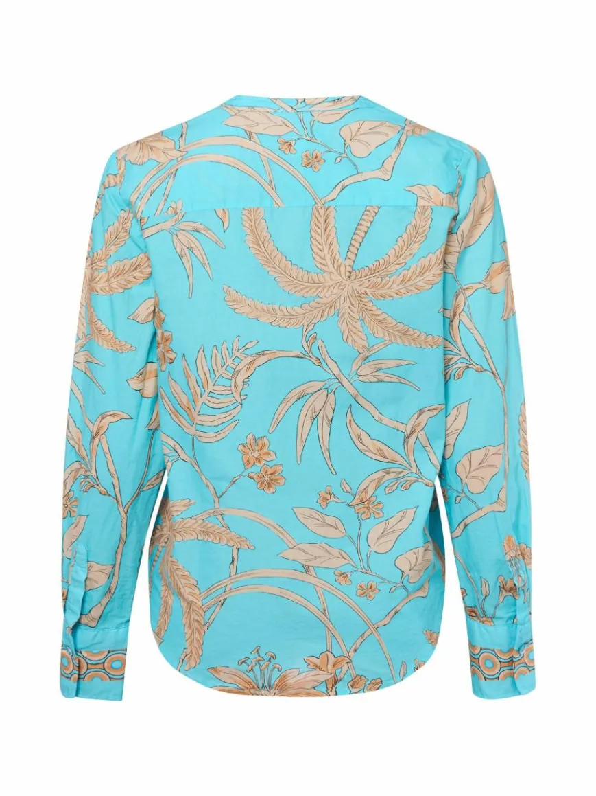 Emily van den Bergh Blusen*Damen Bluse aqua beige gemustert