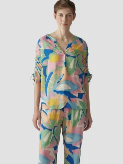 LCMT Blusen*Damen Bluse grün gemustert