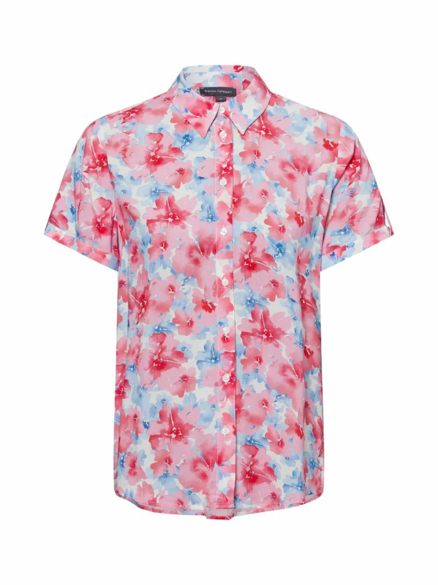 Franco Callegari Blusen*Damen Bluse altrosa hellblau gemustert